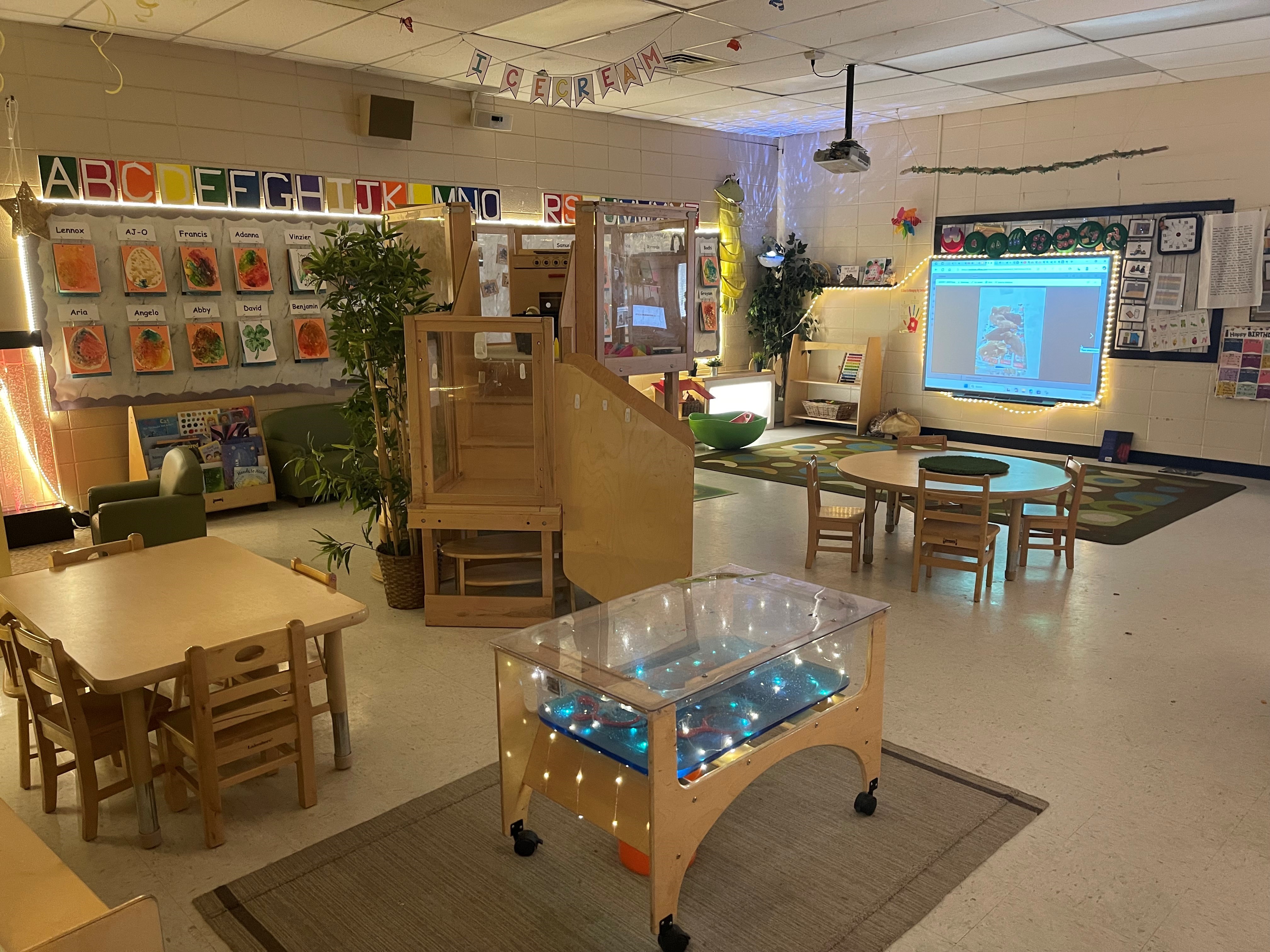 An empty 100 Voices classroom